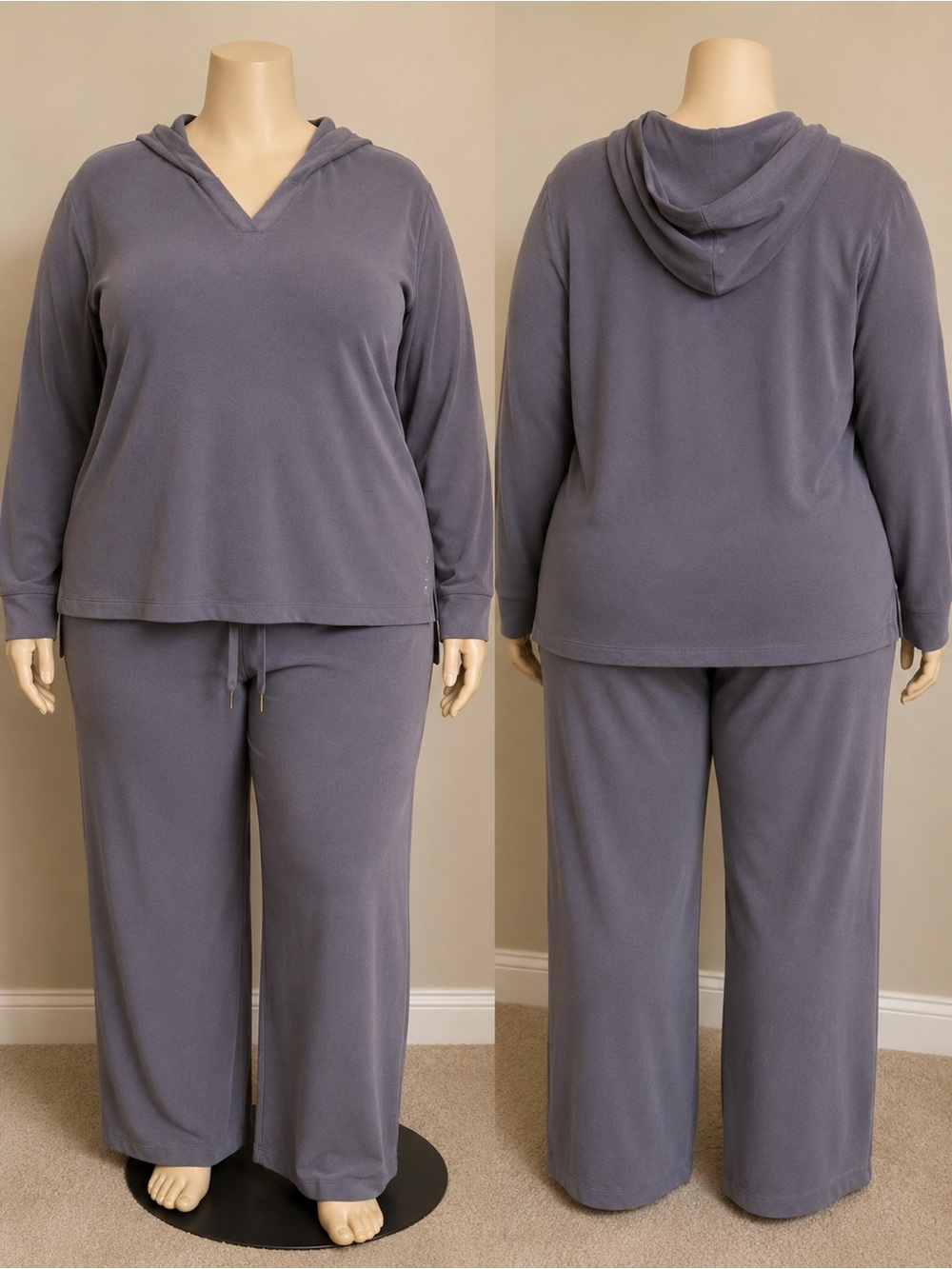Lane Bryant Dusty Blue Wide-Leg Lounge Pants - Picture 2 of 8